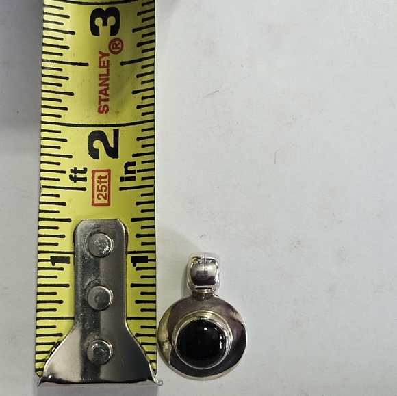 Vintage Black Onyx Silver 925 pendant - Picture 7 of 7